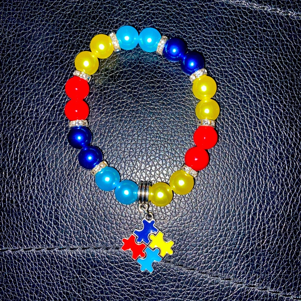 AUTISM PUZZLE PIECE BEADED BRACELET